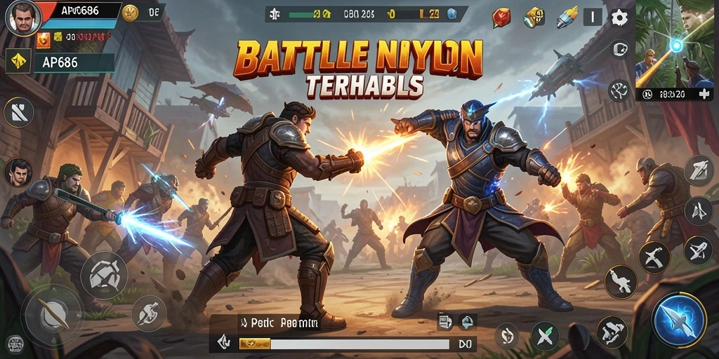 Menampilkan gameplay seru dalam pertempuran Battle Royale yang menegangkan.