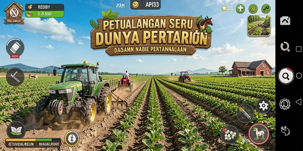 Tangkapan layar <strong>API33</strong> menunjukkan suasana pertanian yang hidup dan menakjubkan.