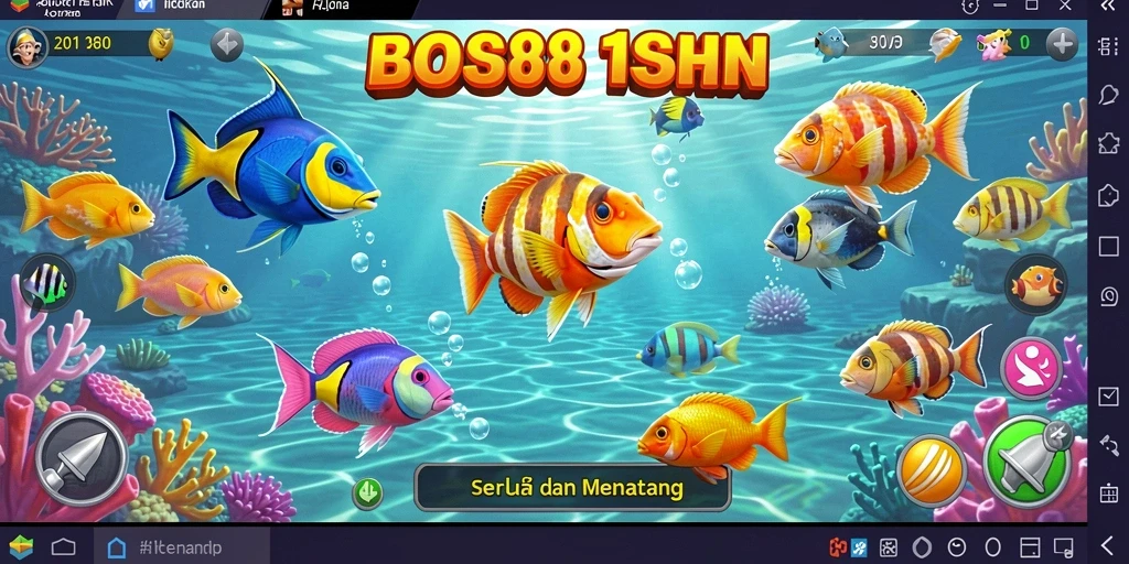 Screenshot gameplay BOSS88 yang penuh aksi menangkap ikan.