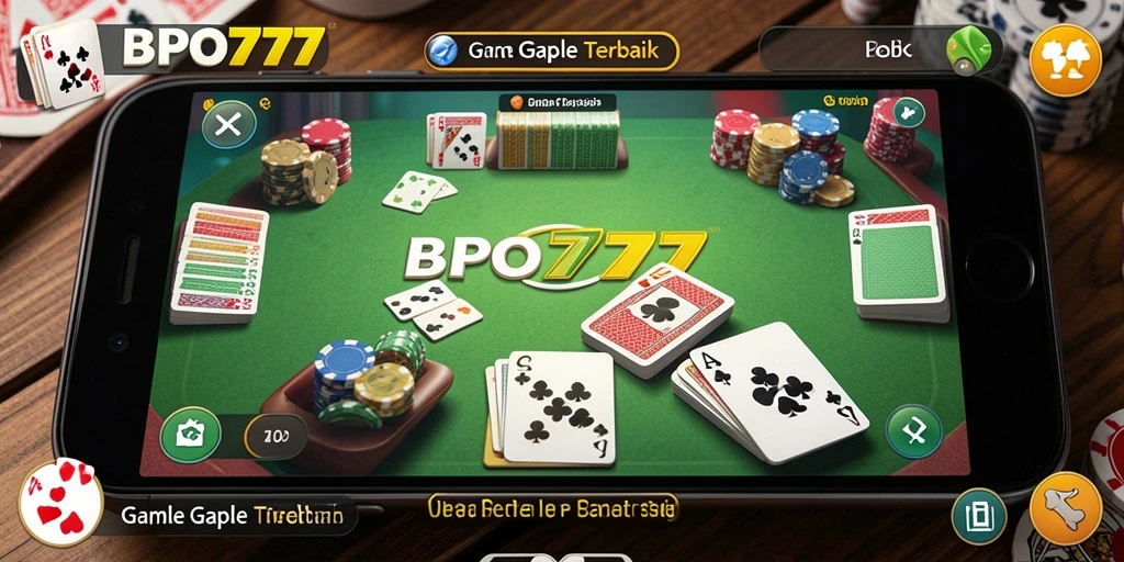 Screenshot BPO777 menunjukkan gameplay Gaple yang menyenangkan dan interaktif.