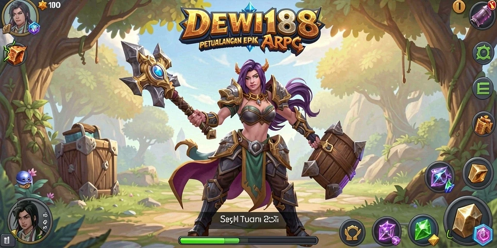 Tampilan epik gameplay DEWI188 dengan pertarungan yang menegangkan.