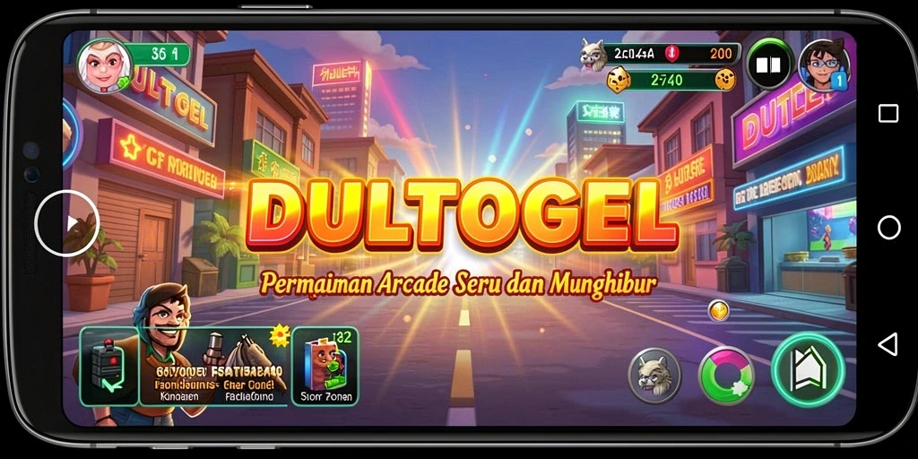 Tampilan gameplay DULTOGEL yang ceria dan menantang.
