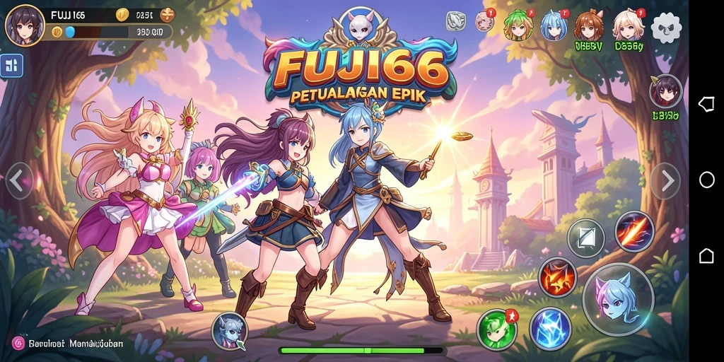 Screenshot gameplay FUJI66 menampilkan karakter Anime yang beraksi dalam pertempuran seru.