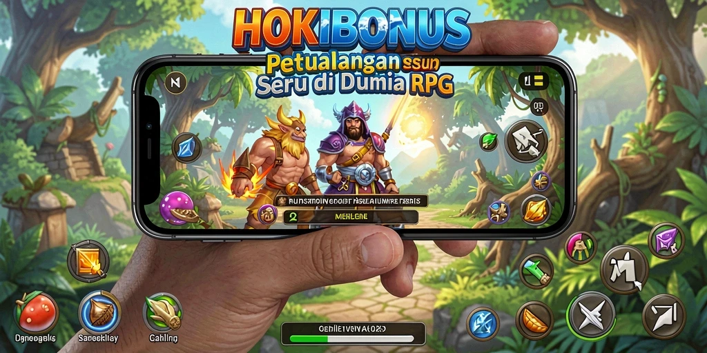 Screenshot gameplay HOKIBONUS menampilkan pertarungan epik dalam dunia RPG.