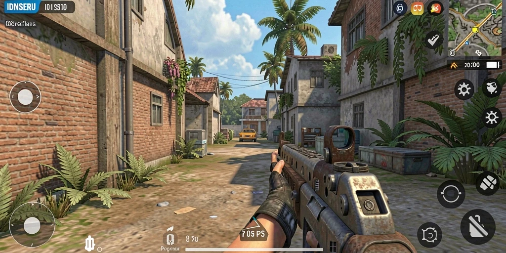 Tampilan gameplay seru dari IDNSERU yang melibatkan aksi tembak-menembak intens.