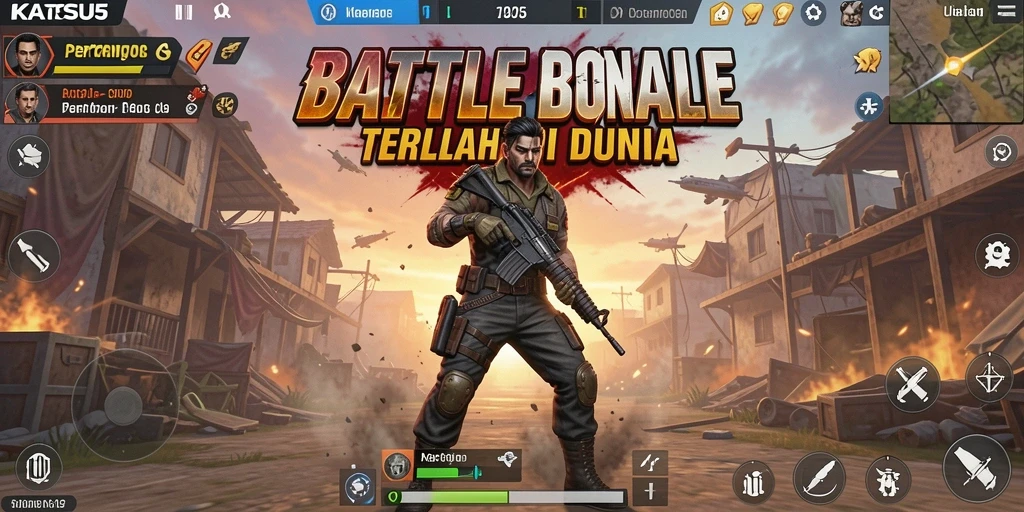 Tampilan gameplay menegangkan dengan aksi Battle Royale di KATSU5.