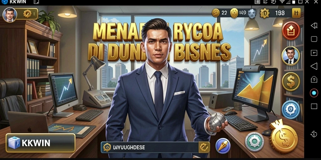 Screenshot gameplay KKWIN menunjukkan dinamika bisnis yang menarik.