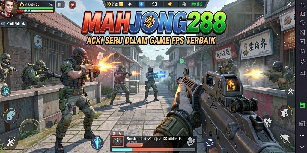 Screenshot gameplay seru di MAHJONG288 menunjukkan aksi tembak-menembak intens.
