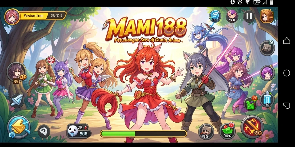Tampilan utama gameplay MAMI188 yang penuh aksi dan karakter Anime.