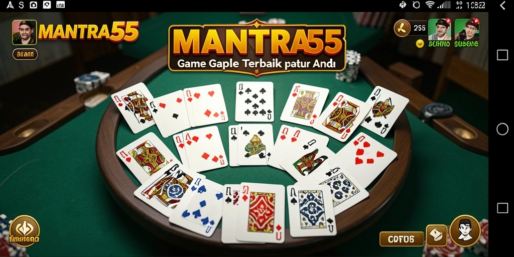 Tampilan gameplay seru dalam MANTRA55 dengan teman bermain Gaple.