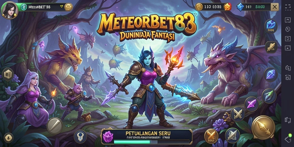 Tangkapan layar menunjukkan pemain menjelajahi dunia fantasi dalam METEORBET88.