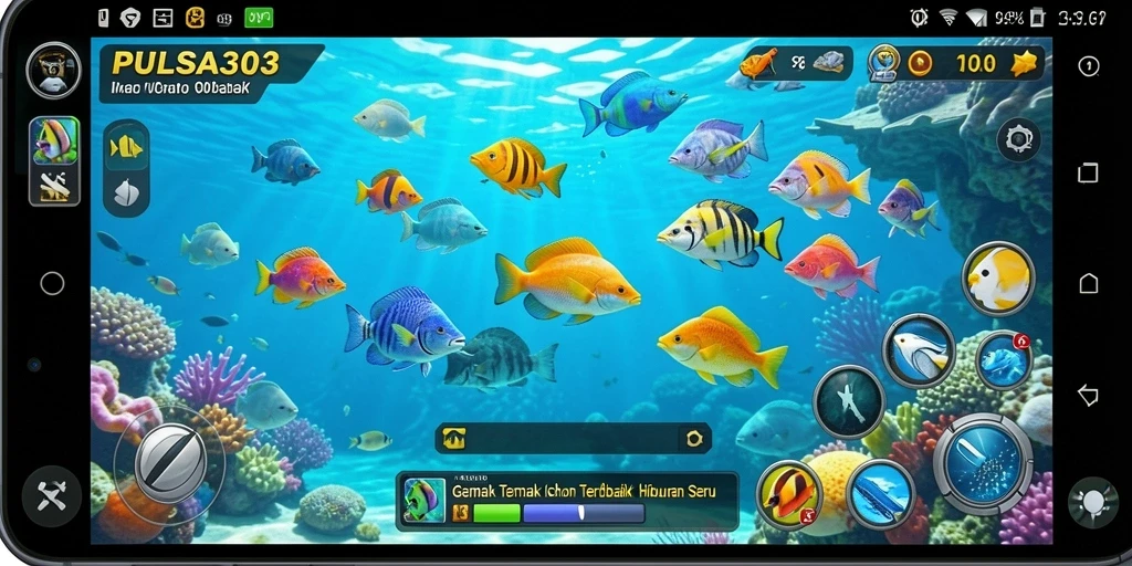 Screenshot gameplay PULSA303 dengan aksi Tembak Ikan yang seru.