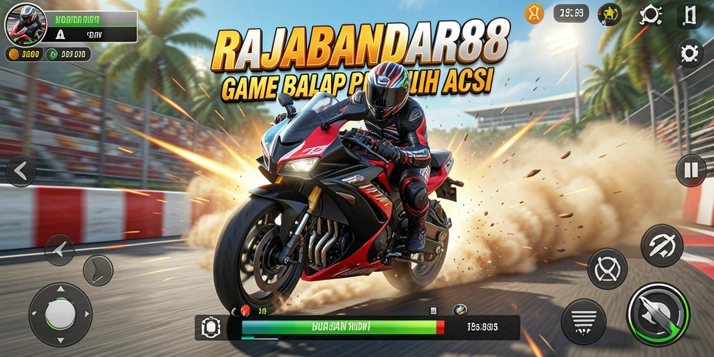 Gameplay menegangkan dalam balapan motor yang seru.