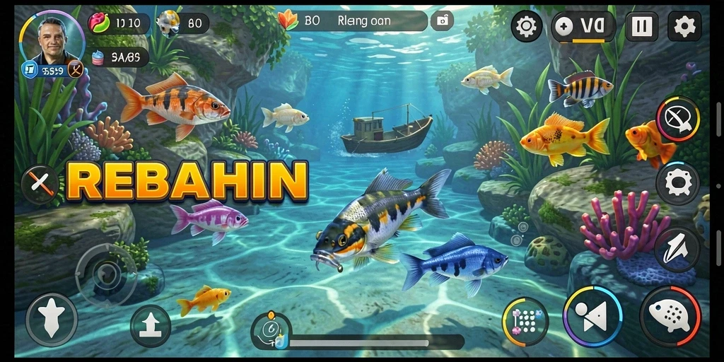 Tangkapan ikan yang mengesankan dalam gameplay REBAHIN.