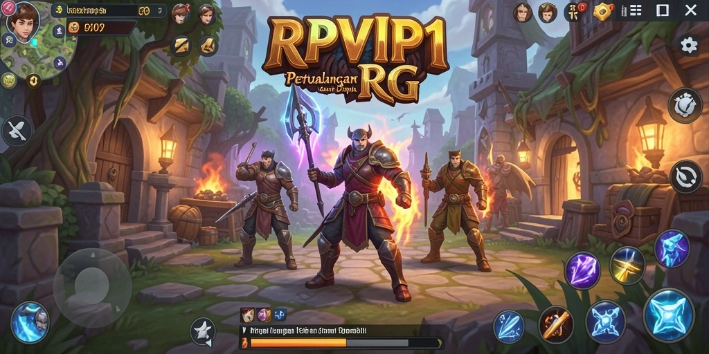 Screenshot gameplay RPVIP1 yang memperlihatkan pertarungan seru di dunia RPG.