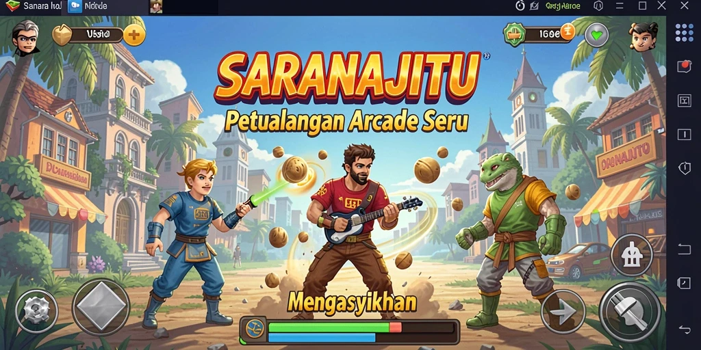 Tampilan gameplay SARANAJITU yang penuh aksi dan visual menarik.