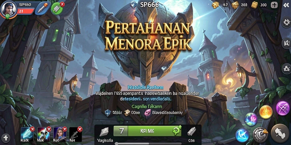 Screenshot SP666 menampilkan aksi seru dalam gameplay Tower Defense.