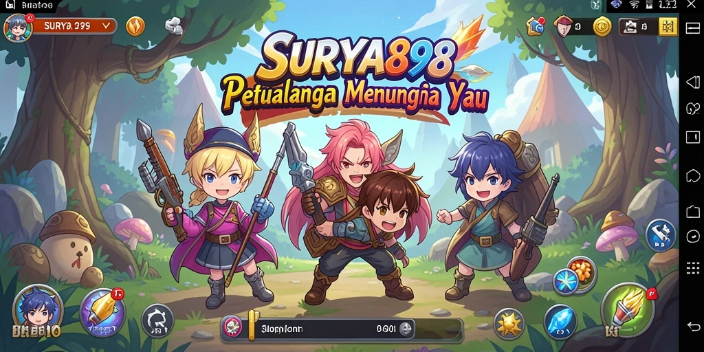Screenshot SURYA898 menampilkan pertarungan karakter Anime yang dinamis.